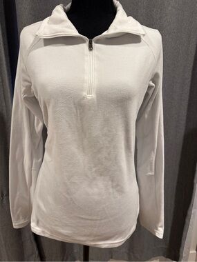 Columbia White Half-Zip Fleece Pullover